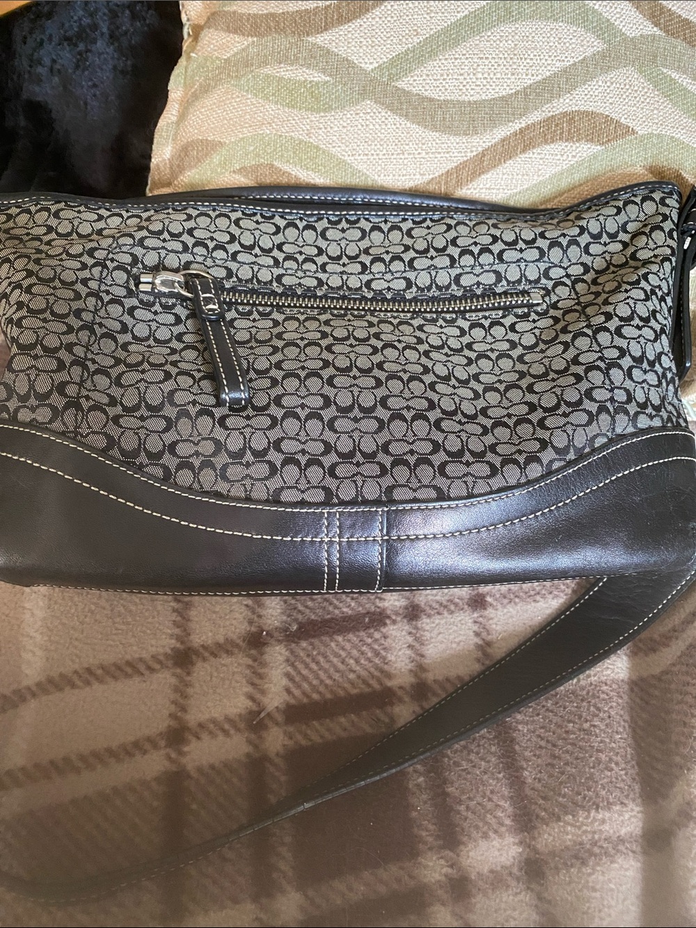 Monogram Canvas Crossbody Shoulder Bag in Charcoal and Black..Soho!